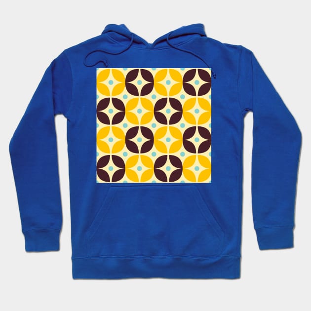 Geometric Pattern: Stylised Flower: Brown/Yellow Hoodie by Red Wolf